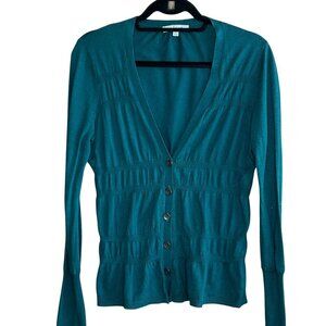 Classiques Entier Dark Teal Lightweight Knit Cardigan Sweater Size Small